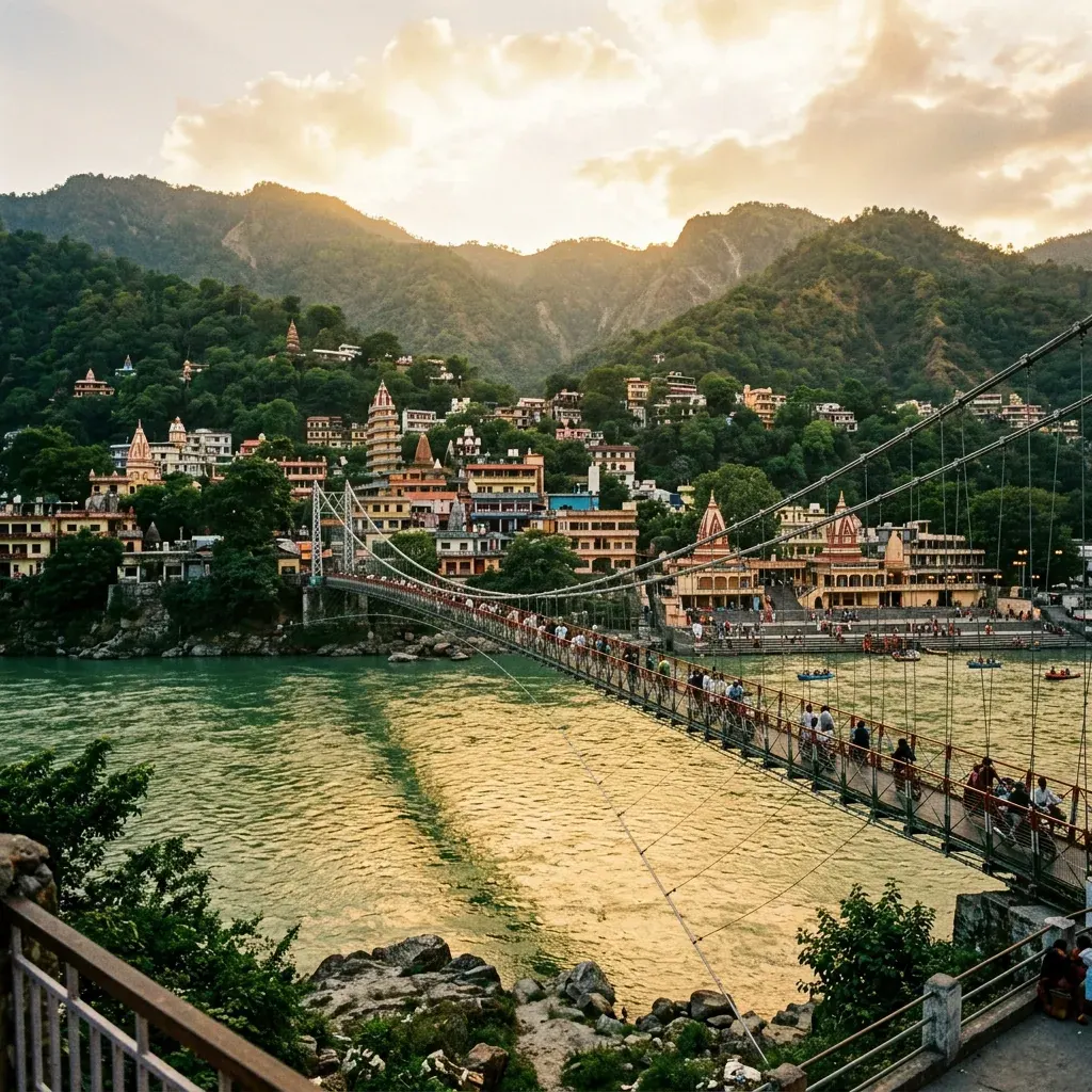 Ganga river flowing through the Rishikesh valley